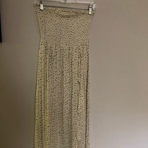 Polka Dot Wrap Maxi Dress (Cream, Navy)